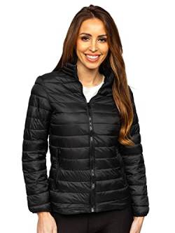 BOLF Damen Steppjacke Übergangsjacke Daunenjacke Reißverschluss Sportjacke Gepolstert Zip Outdoor Casual Style J.STYLE 20311 Schwarz XL [D4D] von BOLF