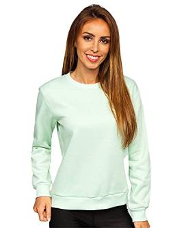 BOLF Damen Sweatshirt Pullover ohne Kapuze Basic Langarmshirt Top Baumwollmischung Pulli Rundhals-Ausschnitt Sweater Farbvarianten Sportlich Fitness J.Style W01 Mint S [A1A] von BOLF