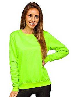 BOLF Damen Sweatshirt Pullover ohne Kapuze Basic Langarmshirt Top Baumwollmischung Pulli Rundhals-Ausschnitt Sweater Farbvarianten Sportlich Fitness J.Style W01 Seladnogrün S [A1A] von BOLF