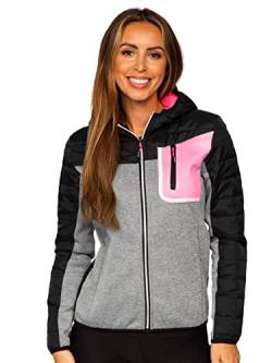 BOLF Damen Übergangsjacke Steppjacke Reißverschluss Outdoorjacke Schuljacke Classic Hoodie Freizeitjacke Herbst Style KSW4006 Schwarz L [D4D] von BOLF