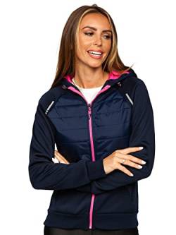 BOLF Damen Übergangsjacke Steppjacke Reißverschluss Outdoorjacke Schuljacke Classic Hoodie Freizeitjacke Sport Style KSW4009 Dunkelblau L [D4D] von BOLF