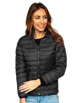 BOLF Damen Übergangsjacke Steppjacke Stehkragen Daunenjacke Reißverschluss Sportjacke Zip Wärme Freizeit Sport Basic Outdoor Casual Style 1141 Schwarz XL [D4D] von BOLF