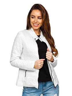 BOLF Damen Übergangsjacke Steppjacke Stehkragen Daunenjacke Reißverschluss Sportjacke Zip Wärme Freizeit Sport Basic Outdoor Casual Style 7013 Weiss M [D4D] von BOLF