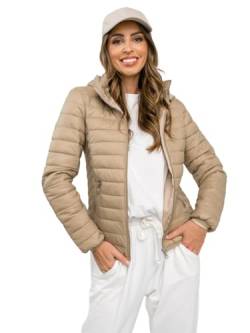 BOLF Damen Übergangsjacke Steppjacke Stehkragen Daunenjacke Reißverschluss Sportjacke Zip Wärme Freizeit Sport Basic Outdoor Casual Style B0124 Beige XXL [D4D] von BOLF