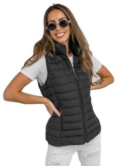 BOLF Damen Weste Bodywarmer Steppweste Daunenweste Funktionsweste Vest Ärmellose Sportweste Kapuzenweste Wärme Freizeit Outdoor Slim Fit Modellauswahl 16M9150 Schwarz M [U1U] von BOLF