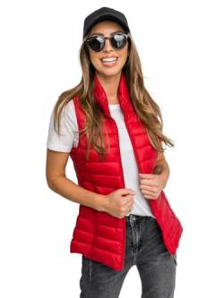 BOLF Damen Weste Bodywarmer Steppweste Daunenweste Funktionsweste Vest Ärmellose Sportweste Kapuzenweste Wärme Freizeit Outdoor Slim Fit Modellauswahl 16M9155 Rot S [U1U] von BOLF