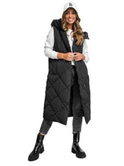 BOLF Damen Weste Bodywarmer Steppweste Daunenweste Funktionsweste Vest Ärmellose Sportweste Kapuzenweste Wärme Freizeit Outdoor Slim Fit Modellauswahl 5M3165 Schwarz XL [U1U] von BOLF