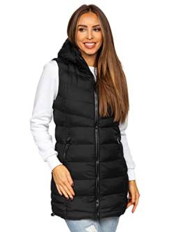 BOLF Damen Weste Bodywarmer Steppweste Daunenweste Funktionsweste Vest Ärmellose Sportweste Kapuzenweste Wärme Freizeit Outdoor Slim Fit Modellauswahl 7044 Schwarz XXL [U1U] von BOLF