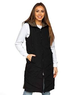 BOLF Damen Weste Bodywarmer Steppweste Daunenweste Funktionsweste Vest Ärmellose Sportweste Kapuzenweste Wärme Freizeit Outdoor Slim Fit Modellauswahl B8022 Schwarz XL [U1U] von BOLF