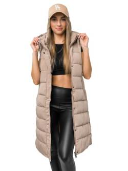 BOLF Damen Weste Bodywarmer Steppweste Daunenweste Funktionsweste Vest Ärmellose Sportweste Kapuzenweste Wärme Freizeit Outdoor Slim Fit Modellauswahl MY6315 Beige XL [U1U] von BOLF