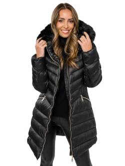 BOLF Damen Winterjacke Parka Gefüttert mit Kunstfell Kapuze Wintermantel Lange Steppjacke Daunenjacke Puffermantel Sportjacke Warm Gefüttert Freizeit Outdoor Casual Style 5M3162 Schwarz M [D4D] von BOLF