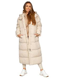 BOLF Damen Winterjacke Parka Wintermantel Lange Daunenjacke Steppjacke Kapuze Puffermantel Sportjacke Warm Freizeit Outdoor Casual Style R6702 Beige L [D4D] von BOLF