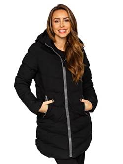 BOLF Damen Winterjacke Parka Wintermantel Lange Daunenjacke Steppjacke Kapuze Puffermantel Sportjacke Warm Gefüttert Freizeit Outdoor Casual Style 7089 Schwarz XXL [D4D] von BOLF