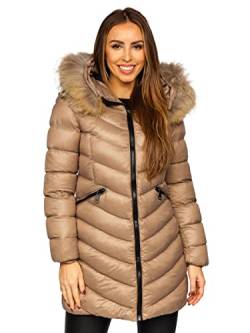 BOLF Damen Winterjacke Parka Wintermantel Lange Daunenjacke Steppjacke mit Kunstfell Kapuze Puffermantel Sportjacke Warm Freizeit Outdoor Casual Style M688 Braun M [D4D] von BOLF