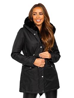 BOLF Damen Winterjacke Parka Wintermantel Lange Daunenjacke Steppjacke mit Kunstfell Kapuze Puffermantel Sportjacke Warm Gefüttert Freizeit Outdoor Casual Style 5M762 Schwarz L [D4D] von BOLF