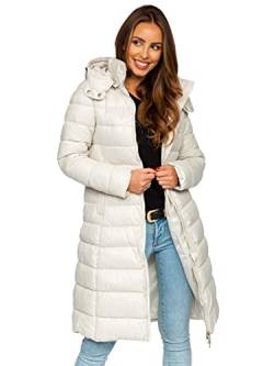 BOLF Damen Winterjacke Parka Wintermantel Lange Daunenjacke Steppjacke mit Kunstfell Kapuze Puffermantel Sportjacke Warm Gefüttert Freizeit Outdoor Casual Style MB0276 Beige L [D4D] von BOLF