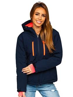 BOLF Damen Winterjacke Skijacke Snowboardjacke Schneejacke mit Kapuze Schneefang Bündchen Winddicht Wasserdicht Atmungsaktiv Outdoor Sport Style HH012 Dunkelblau S [D4D] von BOLF