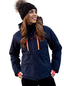 BOLF Damen Winterjacke Skijacke Snowboardjacke Schneejacke mit Kapuze Schneefang Bündchen Winddicht Wasserdicht Atmungsaktiv Outdoor Sport Style HH012 Dunkelblau XL [D4D] von BOLF