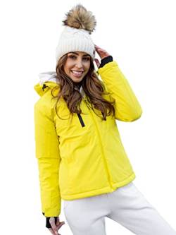 BOLF Damen Winterjacke Skijacke Snowboardjacke Schneejacke mit Kapuze Schneefang Bündchen Winddicht Wasserdicht Atmungsaktiv Outdoor Sport Style HH012 Gelb L [D4D] von BOLF