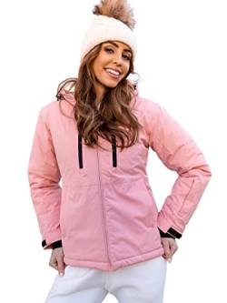 BOLF Damen Winterjacke Skijacke Snowboardjacke Schneejacke mit Kapuze Schneefang Bündchen Winddicht Wasserdicht Atmungsaktiv Outdoor Sport Style HH012 Hellrosa S [D4D] von BOLF