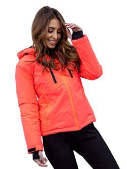 BOLF Damen Winterjacke Skijacke Snowboardjacke Schneejacke mit Kapuze Schneefang Bündchen Winddicht Wasserdicht Atmungsaktiv Outdoor Sport Style HH012 Rosa-Neon S [D4D] von BOLF