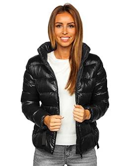 BOLF Damen Winterjacke Steppjacke Stehkragen Daunenjacke Reißverschluss Sportjacke Zip Wärme Freizeit Sport Basic Outdoor Casual Style 23061 Schwarz S [D4D] von BOLF