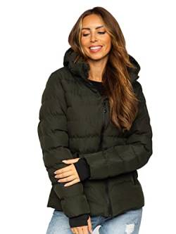 BOLF Damen Winterjacke Steppjacke Stehkragen Daunenjacke Reißverschluss Sportjacke Zip Wärme Freizeit Sport Basic Outdoor Casual Style 5M769 Khaki L [D4D] von BOLF