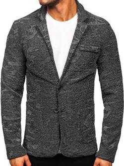 BOLF Herren Blazer Sakko Anzugjacke Anzugsakko Herrenblazer Reverskragen Klassisch Elegant Geschäft Business Anzug Party Freizeit Hochzeit Casual Style KS-7309 Dunkelgrau L [1A1] von BOLF