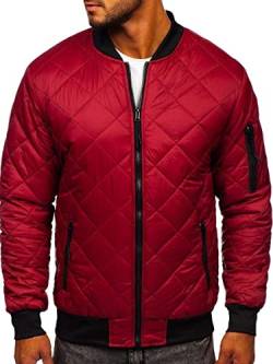 BOLF Herren Bomberjacke Leichte Übergangsjacke mit Stehkragen Steppjacke Fliegerjacke Pilotenjacke College Jacke Baseball Freizeitjacke Blouson J.STYLE MY-01 Weinrot XXL [4D4] von BOLF