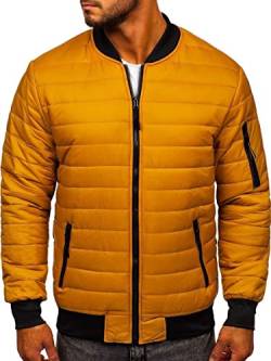 BOLF Herren Bomberjacke Leichte Übergangsjacke mit Stehkragen Steppjacke Fliegerjacke Pilotenjacke College Jacke Baseball Freizeitjacke Blouson J.STYLE MY-02 Camel XXL [4D4] von BOLF