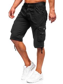 BOLF Herren Cargo Shorts Kurze Hose Cargohose Sommer Bermudas Outdoor Jogginghose Sporthose Stretch Freizeithose Camo Military Army 77885 Schwarz 3XL [7G7] von BOLF