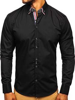 BOLF Herren HemdFreizeithemd Herrenhemd Langarm Slim Classic Casual 0926 Schwarz XL [2B2] von BOLF