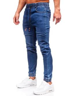 BOLF Herren Jeans Jogger Cargohose Denim Style Sweathose Jogg Used Look Jeanspants Destroyed Freizeit Casual Style Slim Fit Narrow Leg 8121 Dunkelblau 3XL [6F6] von BOLF