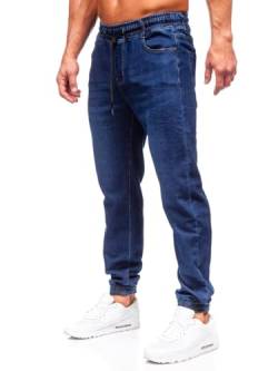 BOLF Herren Jeans Jogger Cargohose Denim Style Sweathose Jogg Used Look Jeanspants Destroyed Freizeit Casual Style Slim Fit Narrow Leg 8130 Dunkelblau L [6F6] von BOLF