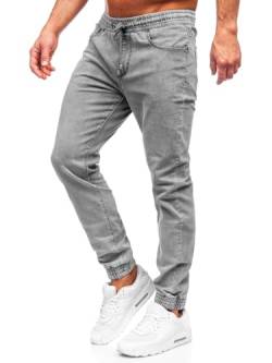 BOLF Herren Jeans Jogger Cargohose Denim Style Sweathose Jogg Used Look Jeanspants Destroyed Freizeit Casual Style Slim Fit Narrow Leg MP0272GC Grau XL [6F6] von BOLF