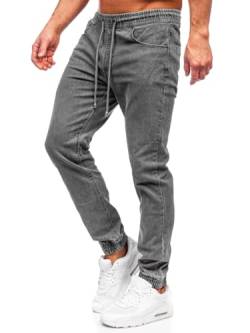 BOLF Herren Jeans Jogger Cargohose Denim Style Sweathose Jogg Used Look Jeanspants Destroyed Freizeit Casual Style Slim Fit Narrow Leg MP0272GS Dunkelgrau XL [6F6] von BOLF