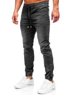 BOLF Herren Jeans Jogger Cargohose Denim Style Sweathose Jogg Used Look Jeanspants Destroyed Freizeit Casual Style Slim Fit Narrow Leg MP0275N Schwarz XL [6F6] von BOLF