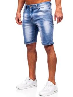 BOLF Herren Jeans Shorts Kurze Jeanshose Stretch Denim Bermudas Kurze Hose Cargo Cargoshorts Used Look Baumwolle Sommer Freizeithose Slim Fit NG60360 Blau L [7G7] von BOLF