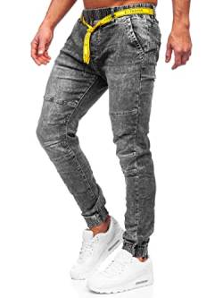 BOLF Herren Jeanshose Jeans Jogger Denim Style Used Look Jeanspants Sweatpants Destroyed Freizeit Narrow Leg Slim Fit Casual Style TF115 Schwarz M [6F6] von BOLF