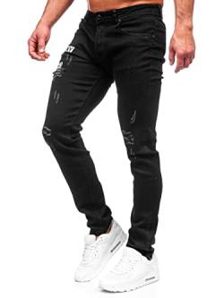 BOLF Herren Jeanshose Jeans Used Look Jeanspants Destroyed Denim Style Slim Fit Narrow Leg Freizeit Casual Style E7838 Schwarz S [6F6] von BOLF