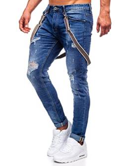 BOLF Herren Jeanshose Jeans Used Look Jeanspants Destroyed Denim Style Slim Fit Narrow Leg Freizeit Casual Style KS2056 Dunkelblau XXL [6F6] von BOLF
