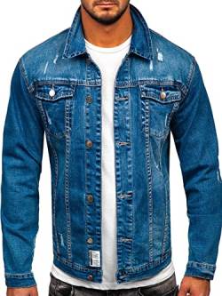 BOLF Herren Jeansjacke Übergangsjacke Trucker Jacke Denim Jacke Warm Jeans Denim Vintage Classic Street Style MJ500B Blau S [4D4] von BOLF