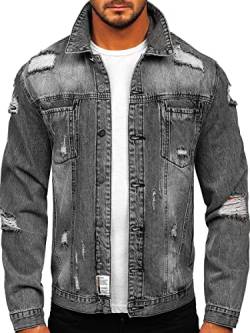 BOLF Herren Jeansjacke Übergangsjacke Trucker Jacke Denim Jacke Warm Jeans Denim Vintage Classic Street Style MJ501G Grau L [4D4] von BOLF