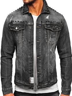 BOLF Herren Jeansjacke Übergangsjacke Trucker Jacke Denim Jacke Warm Jeans Denim Vintage Classic Street Style MJ504N Schwarz M [4D4] von BOLF