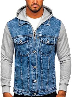 BOLF Herren Jeansjacke Übergangsjacke Trucker Jacke Sherpa Denim Jacke Warm Gefüttert Jeans Denim Vintage Classic Street Style HY1017 Blau M [4D4] von BOLF