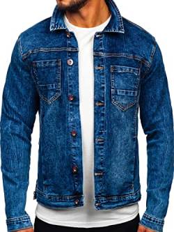 BOLF Herren Jeansjacke Übergangsjacke Trucker Jacke Sherpa Denim Jacke Warm Gefüttert Jeans Denim Vintage Classic Street Style RC85147W1 Dunkelblau XL [4D4] von BOLF