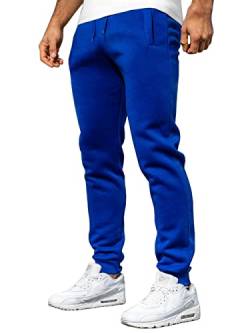 BOLF Herren Jogginghose Trainingshose Freizeithose Sporthose Bund mit Tunnelzug elastische Beinabschlüsse und Eingriffstaschen Weich Und Bequem Baumwolle Basic Casual Style XW01 Kobaltblau L [6F6] von BOLF