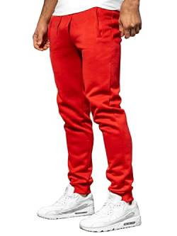 BOLF Herren Jogginghose Trainingshose Freizeithose Sporthose Bund mit Tunnelzug elastische Beinabschlüsse und Eingriffstaschen Weich Und Bequem Baumwolle Basic Casual Style XW01 Rot XL [6F6] von BOLF