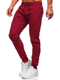 BOLF Herren Jogginghose Trainingshose Freizeithose Sporthose Bund mit Tunnelzug elastische Beinabschlüsse und Eingriffstaschen Weich Und Bequem Baumwolle Basic Casual Style XW01 Weinrot L [6F6] von BOLF