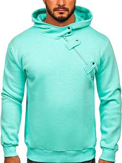 BOLF Herren Kapuzenpullover Hoodie Sweatshirt mit Kapuze Pullover Pulli Langarmshirt Freizeit Sport Fitness Outdoor Casual Style 06 Mint L [1A1] von BOLF